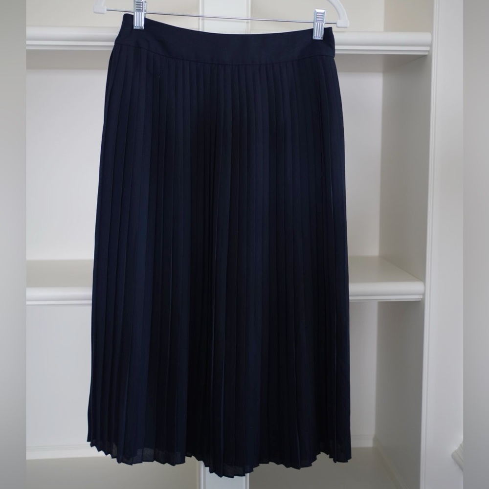 J. Crew Navy Pleated Skirt